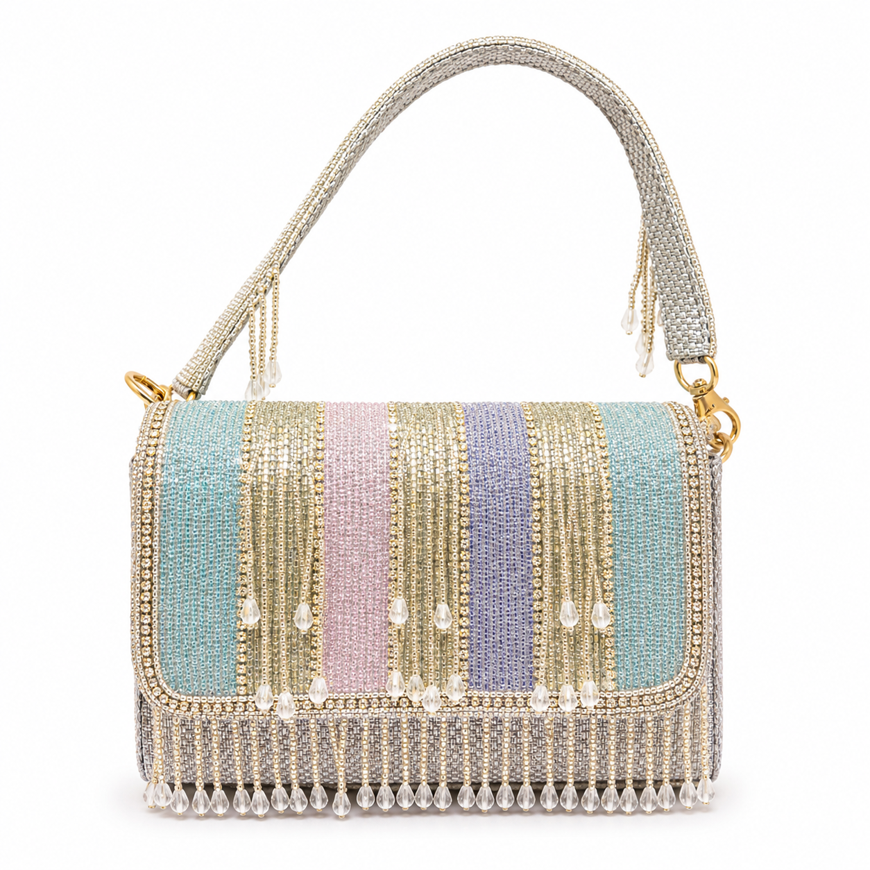 Crystal Cascade Partywear Clutch & Handbag