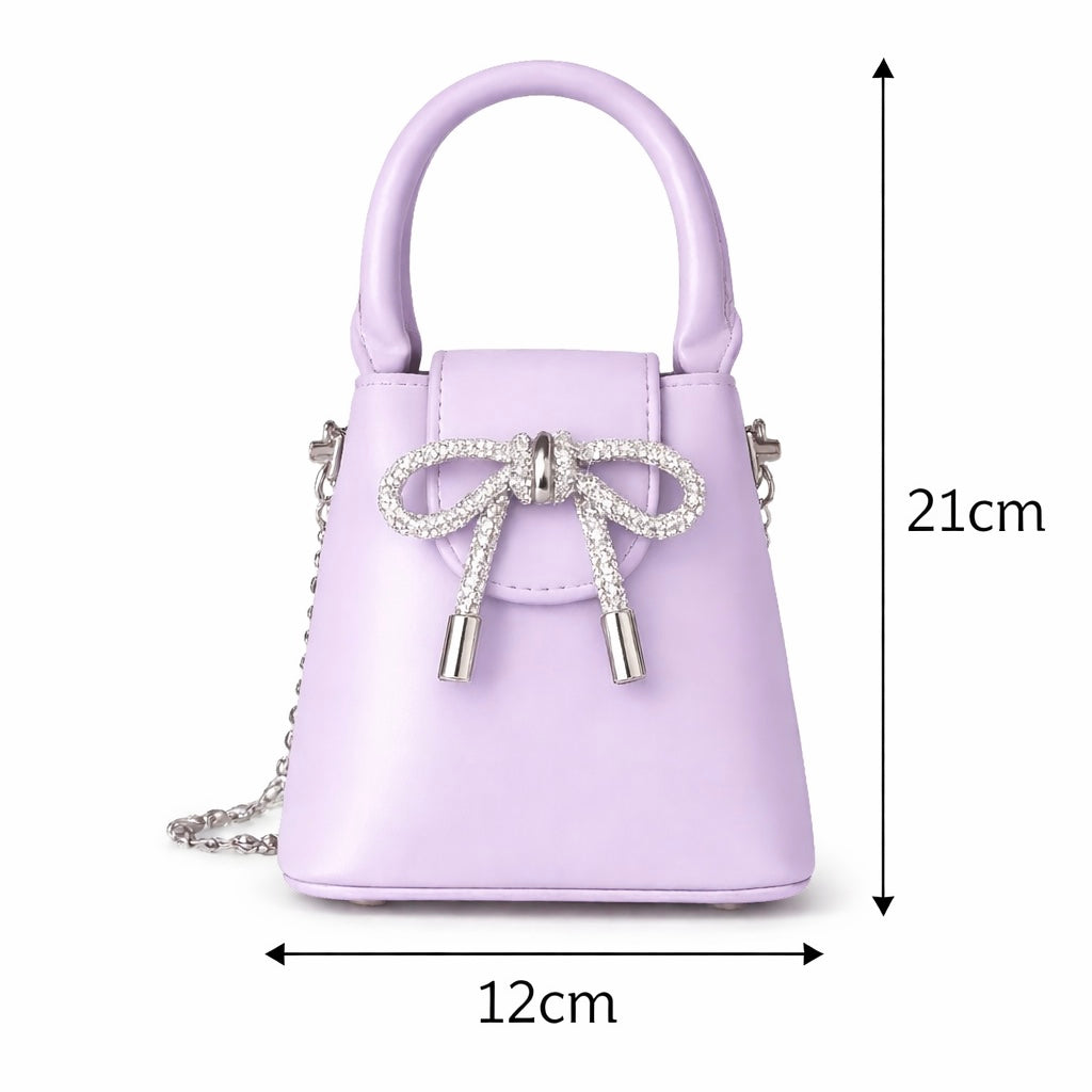 Lavender Crystal Bow Sling Bag for Women