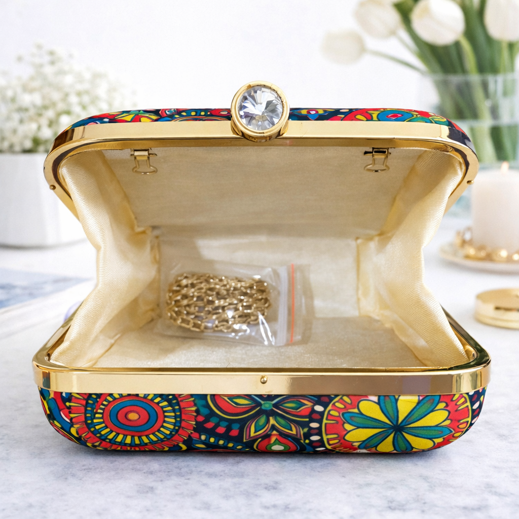 Chakra Ethnic Box Clutch & Sling Bag