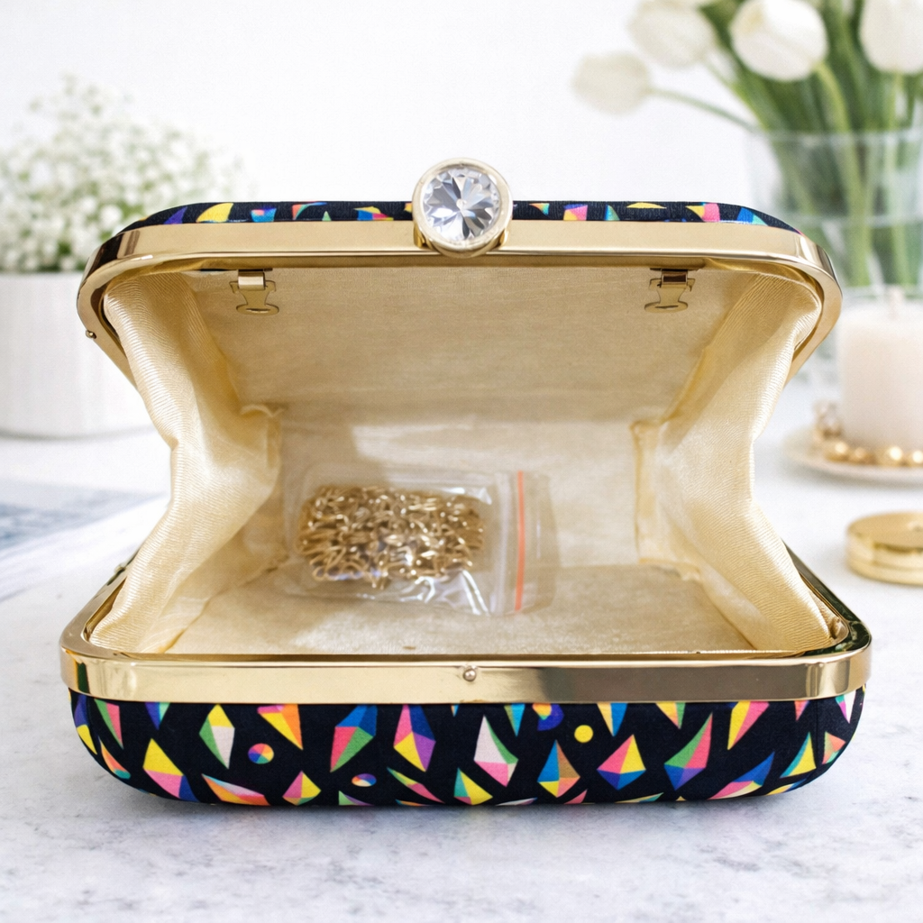 Black Beauty Ethnic Box Clutch & Sling Bag