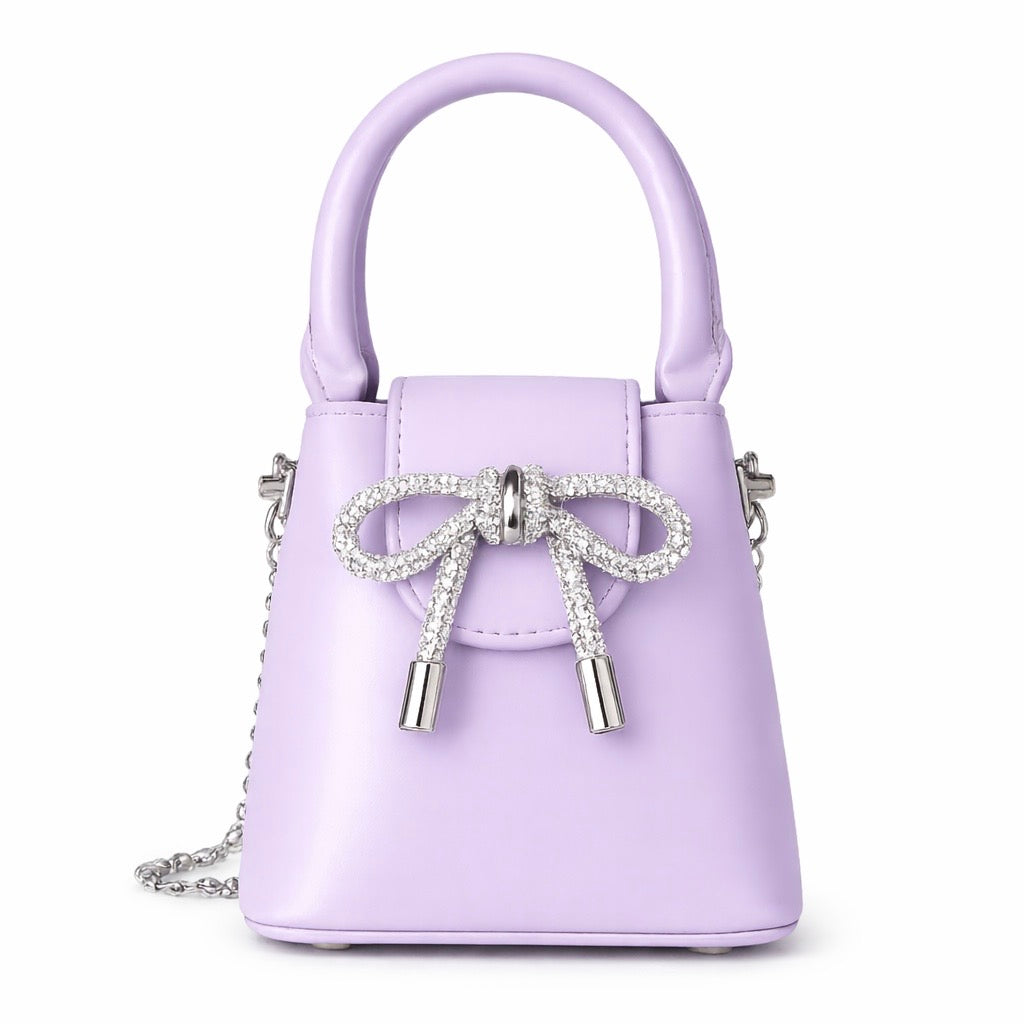 Lavender Crystal Bow Sling Bag for Women