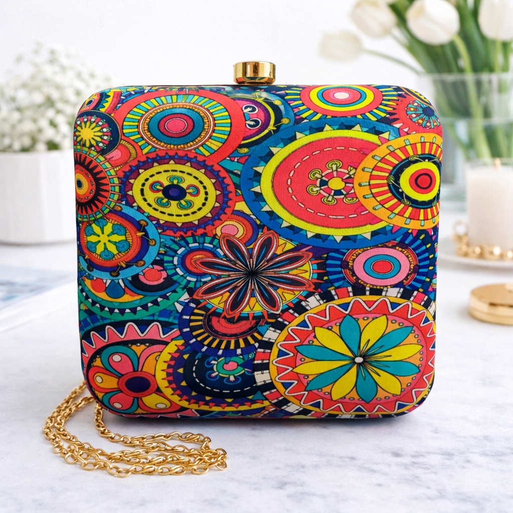 Chakra Ethnic Box Clutch & Sling Bag
