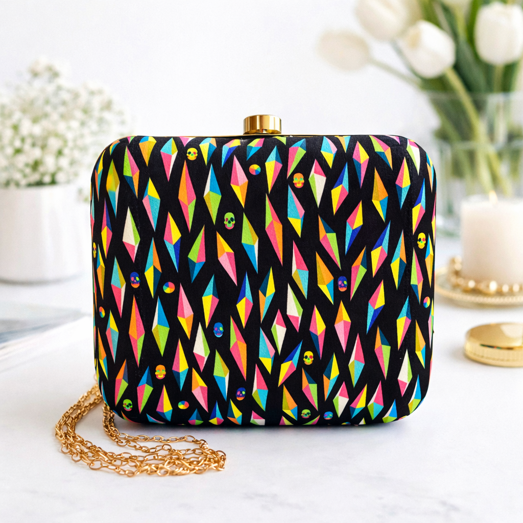 Black Beauty Ethnic Box Clutch & Sling Bag