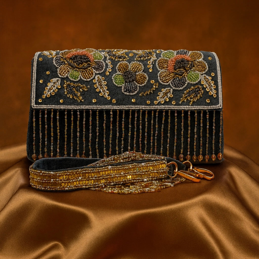 Bleaded Bloom Boho Hand Embroidered Ethnic Sling Bag for Women