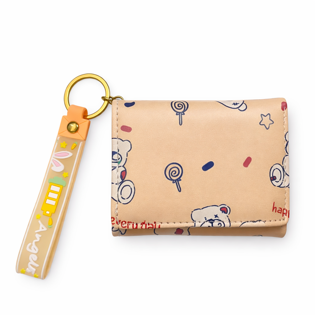 Pop Color 3 Fold Wallet with Keychain